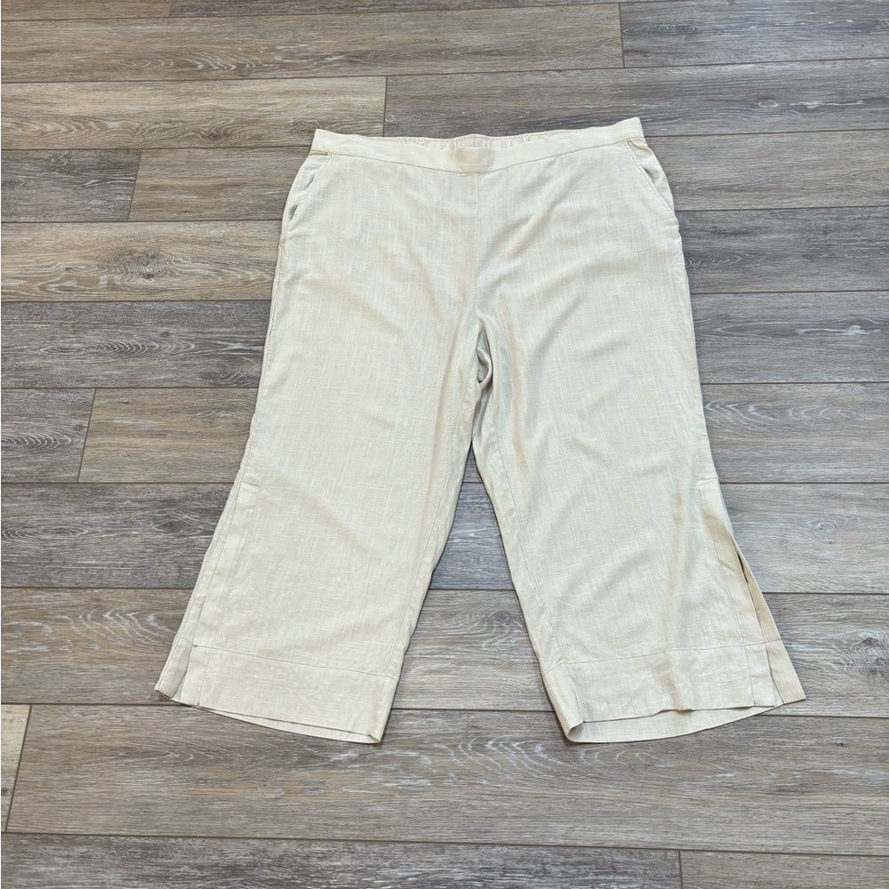 Chelsea & Theodore Pants 2X Linen Blend Loose Fit Beach Vacation Lagenlook